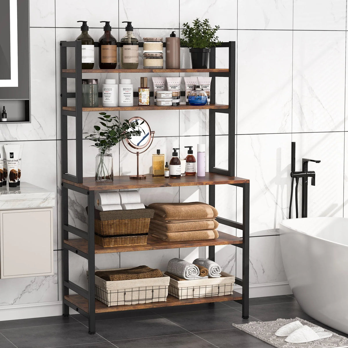 Tribesigns 5-Tier Kitchen Baker's Rack, Microwave Stand Utility Storage Shelf with Hutch
