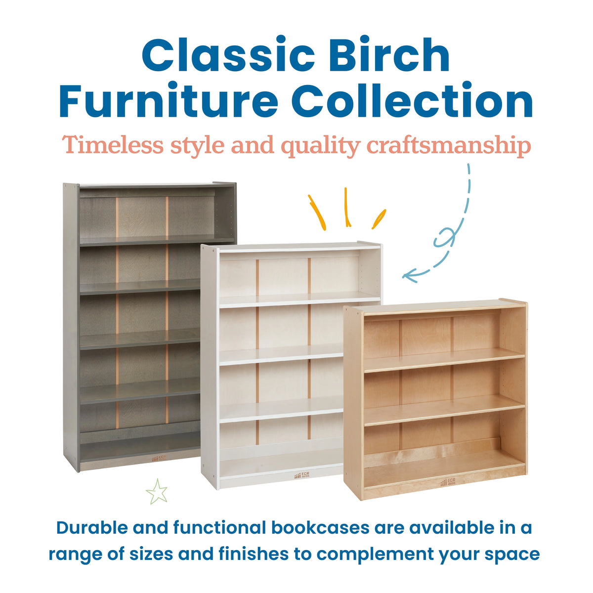 ECR4Kids Classic Bookcase, 36in, Grey Wash