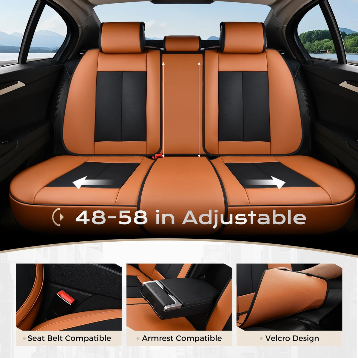 Coverado Black Front Car Seat Covers, Stylish Waterproof Premium Leather Automotive Seat Protectors, Airbag Compatible Auto Interior Accessories Universal Fit for Most Cars SUV Pick-up Trucks