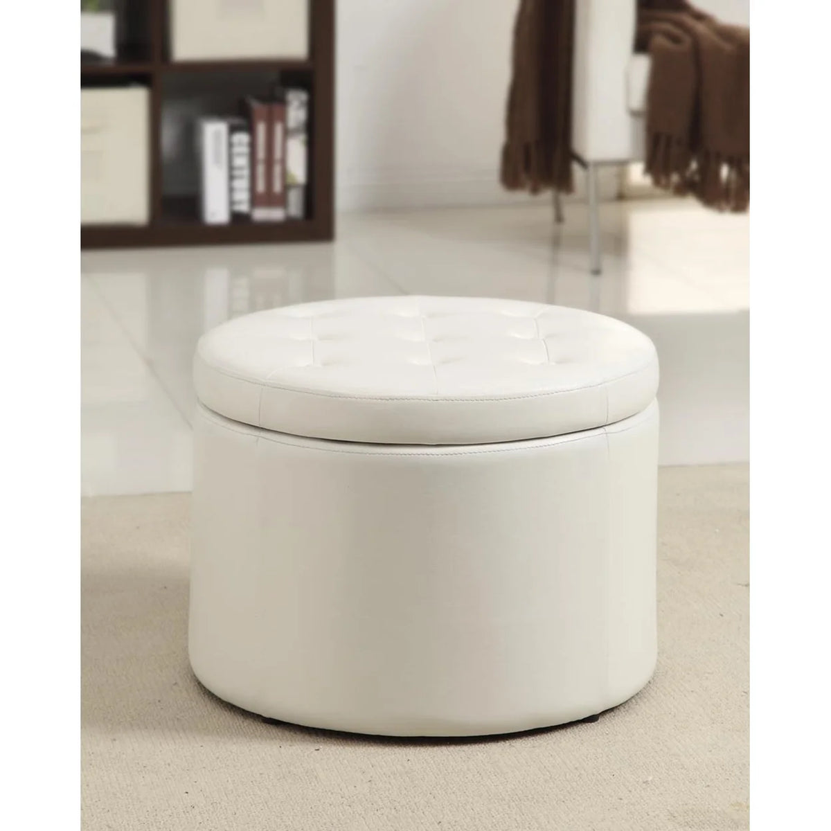 Designs4Comfort Round Shoe Ottoman, Ivory