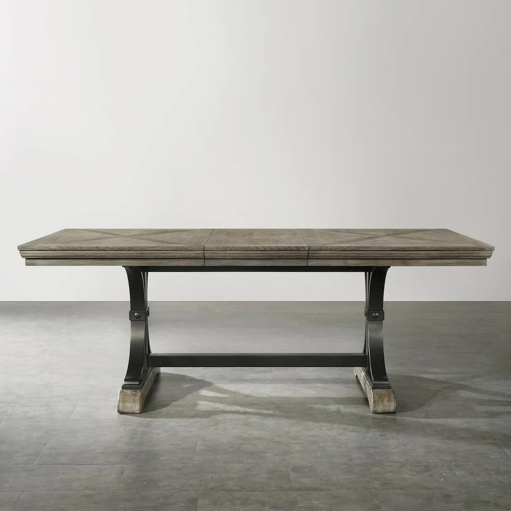 Birmingham Nailhead 6-Piece Table with Nail Head Bench Dining Set, Driftwood