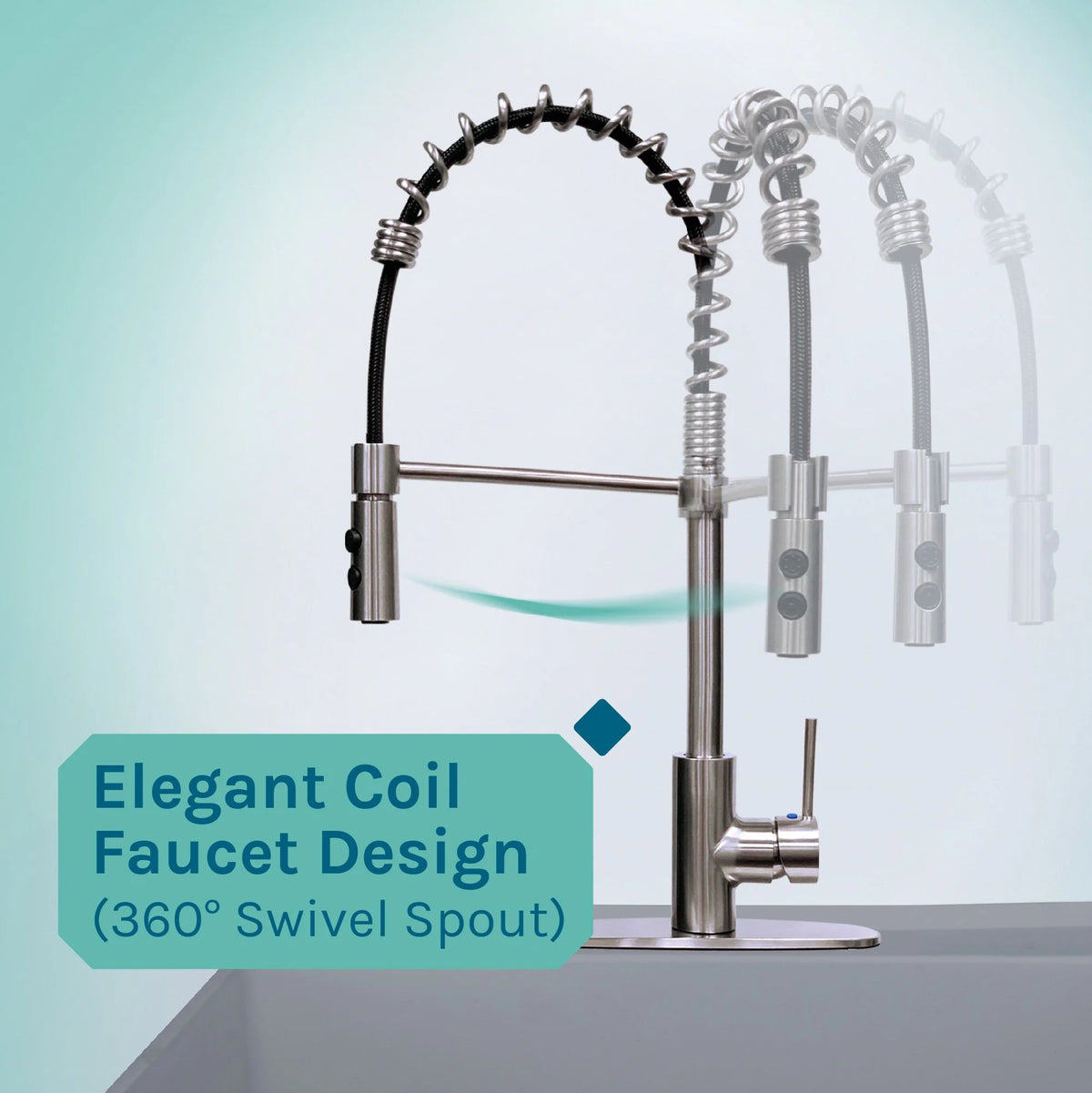 Tehila Blue 19 Gallon Utility Sink with High-Arc Stainless Finish Coil Pull-Down Faucet
