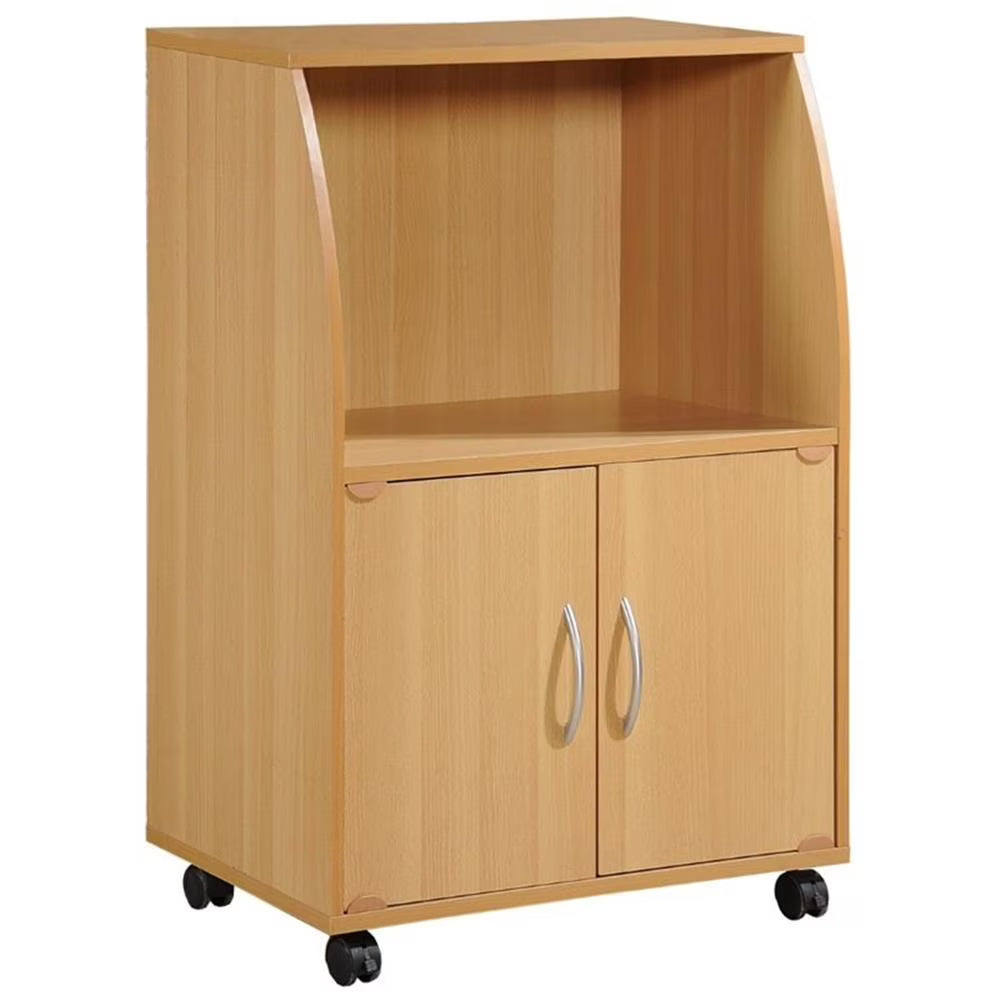 Pemberly Row Microwave Kitchen Cart in Beech