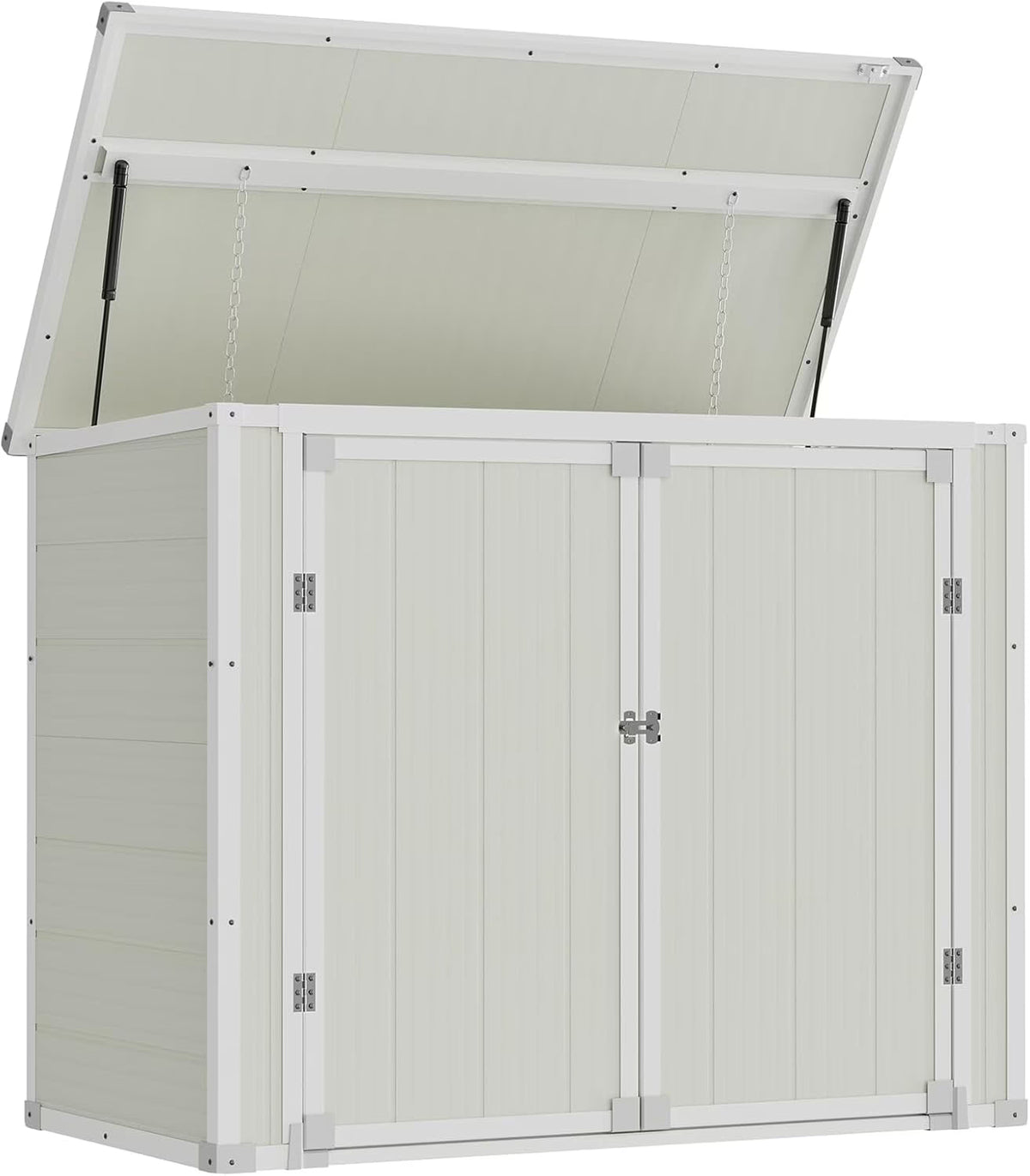 ELPOSUN Outdoor Storage Shed 6x4.5 ft, Resin Outside Sheds & Outdoor Storage Plastic for Trash Can, Bike, Lawnmower, Generator, Tool Shed with Lockable Door for Backyard, Lawn, Patio, Grey & White