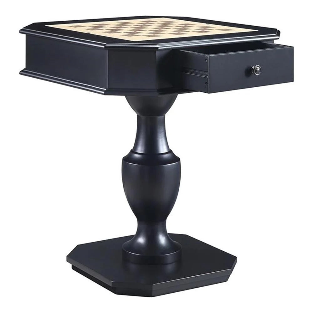 Pemberly Row Contemporary 2-Drawer Wooden Game Table in Black