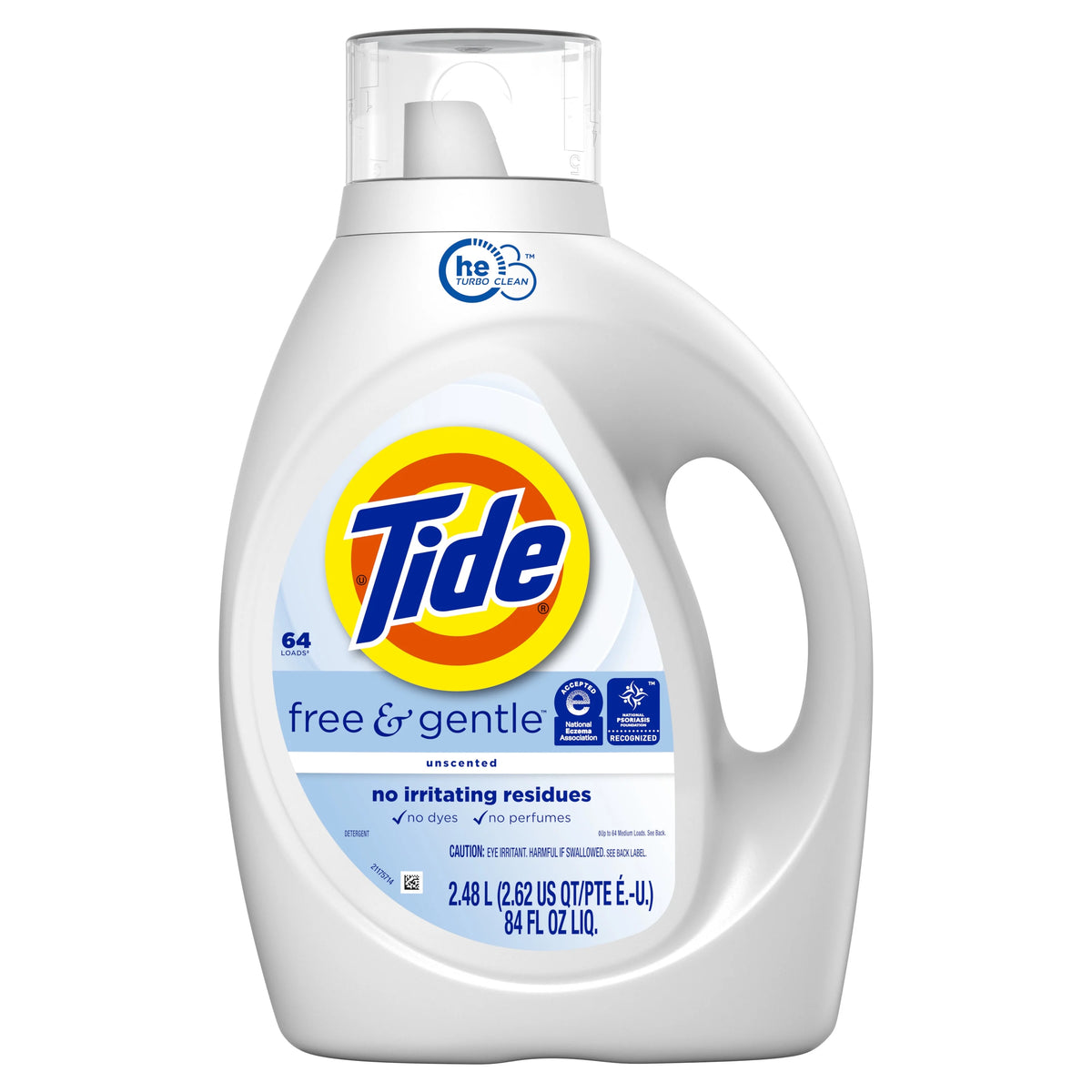 (4 pack) Tide Free & Gentle Laundry Detergent Liquid, 84 fl oz, 64 loads