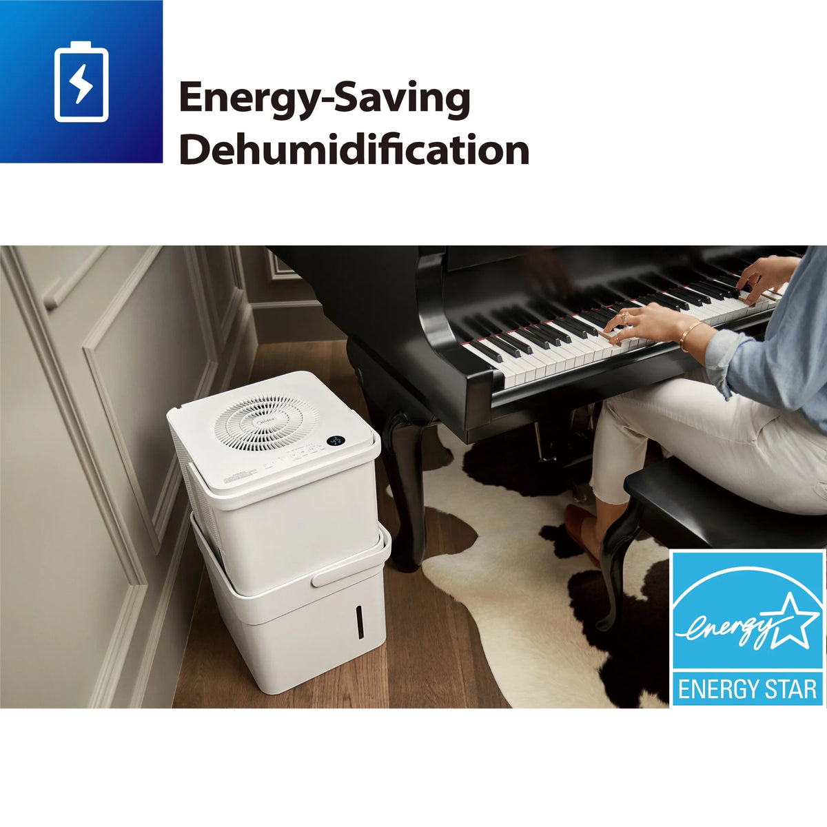 Midea Cube 20-Pint Smart Wi-Fi Dehumidifier, White, Automatic Shut-Off