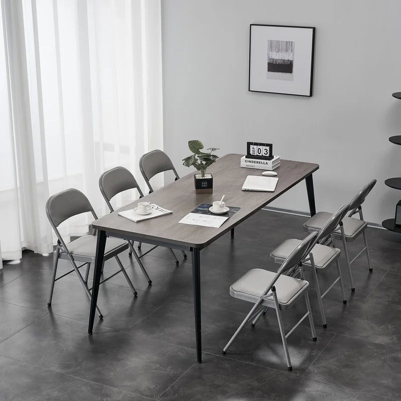 Gundir 6pcs Elegant Foldable Iron & PVC Chairs for Convention & Exhibition Gray