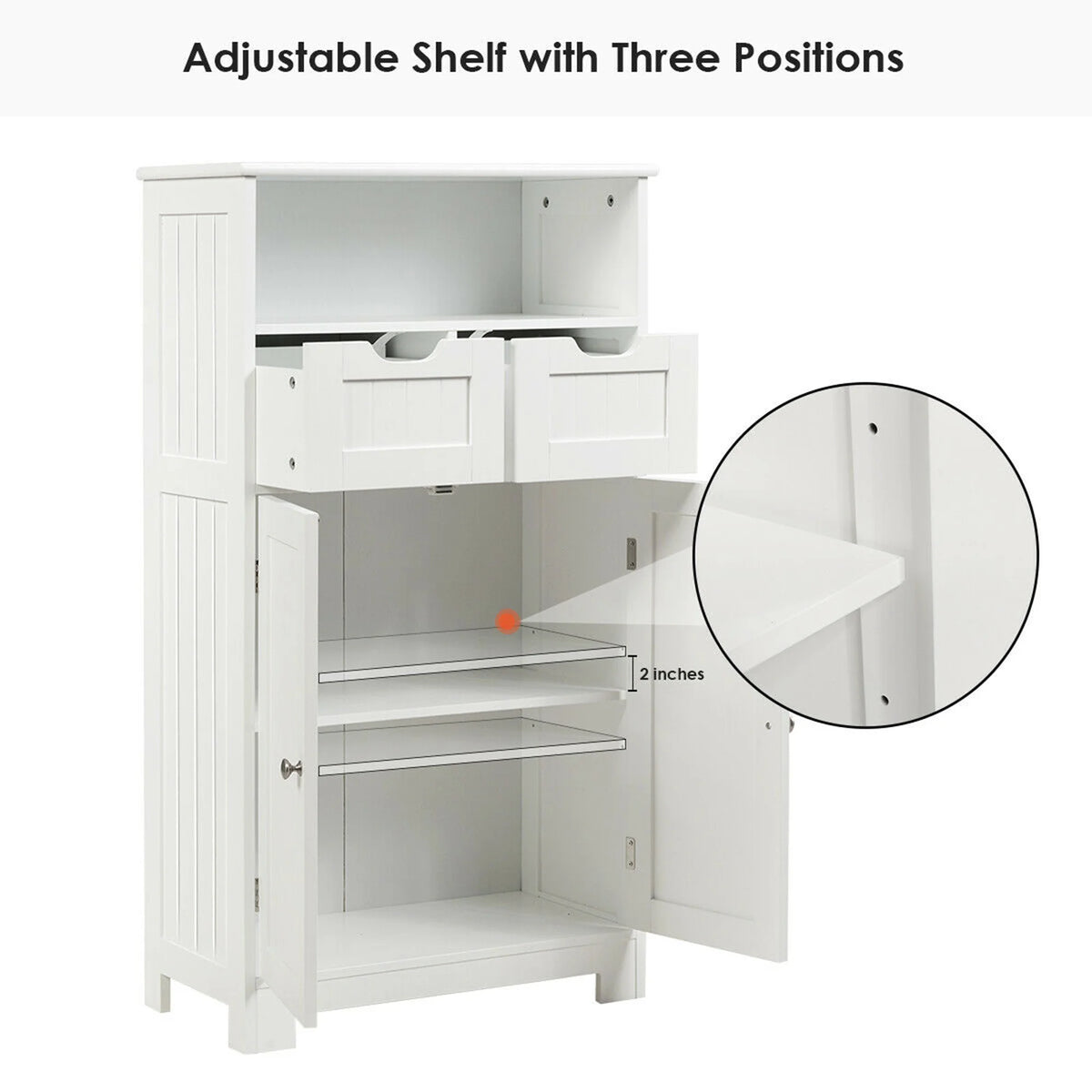 Giantex Multifunctional Floor Cabinet, Freestanding Bathroom Cabinet with Removable Drawers and Adjustable Shelf for Bathroom, Living Room, Bedroom or Entryway, 24 x 12 x 43 inches (Black)