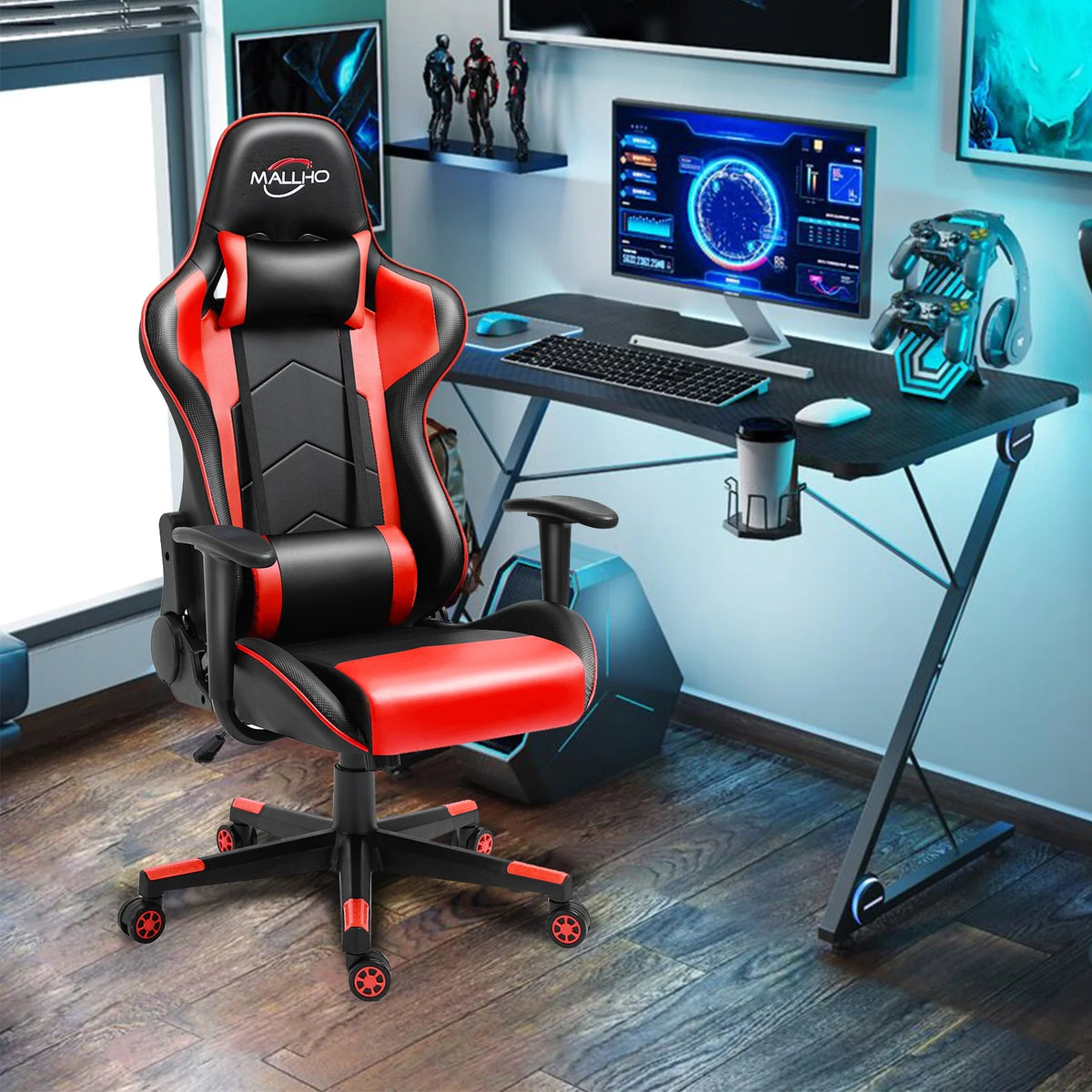 Polar Aurora Gaming Chair Computer Racing Style Video Chairs with Headrest Lumbar Support