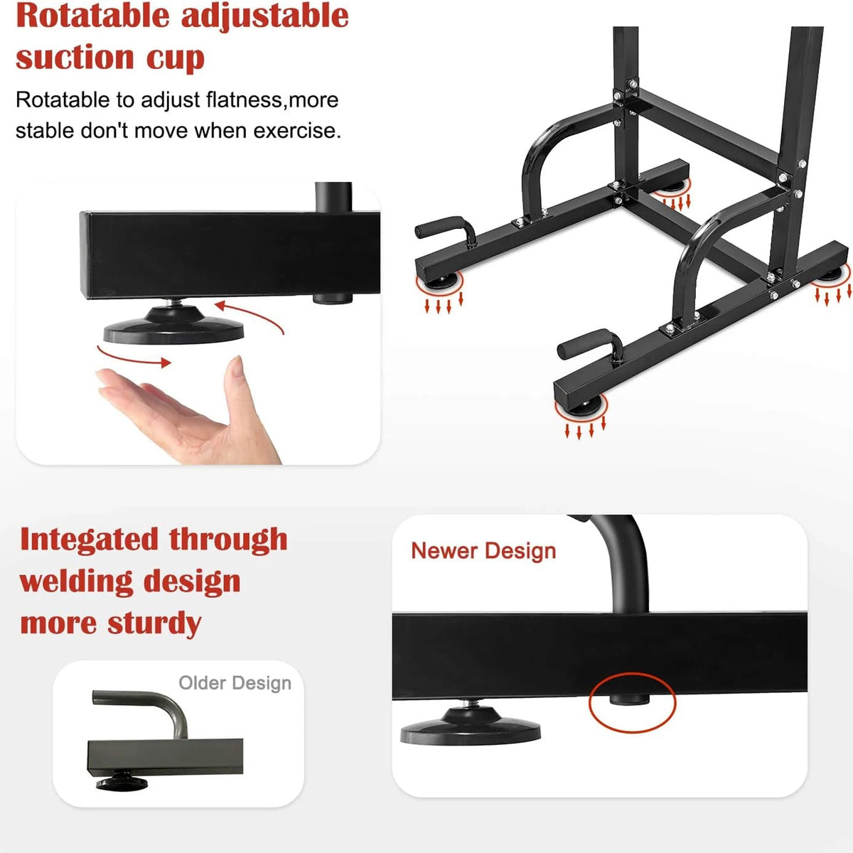 Relife Sports Power Tower Pull up Bar 36" Dip Station with Adjustable Height for Strength Training, Black