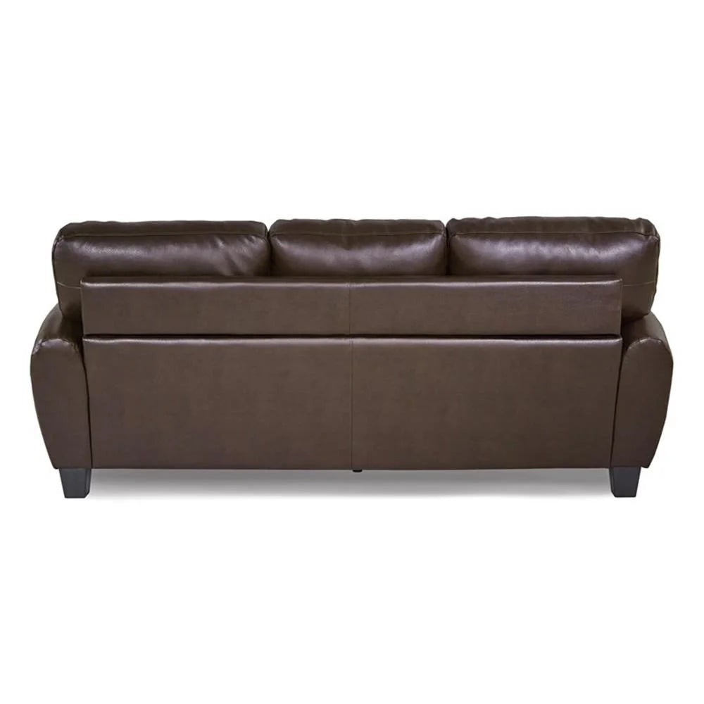 Pemberly Row 19" Contemporary Faux Leather Upholstered Sofa in Black