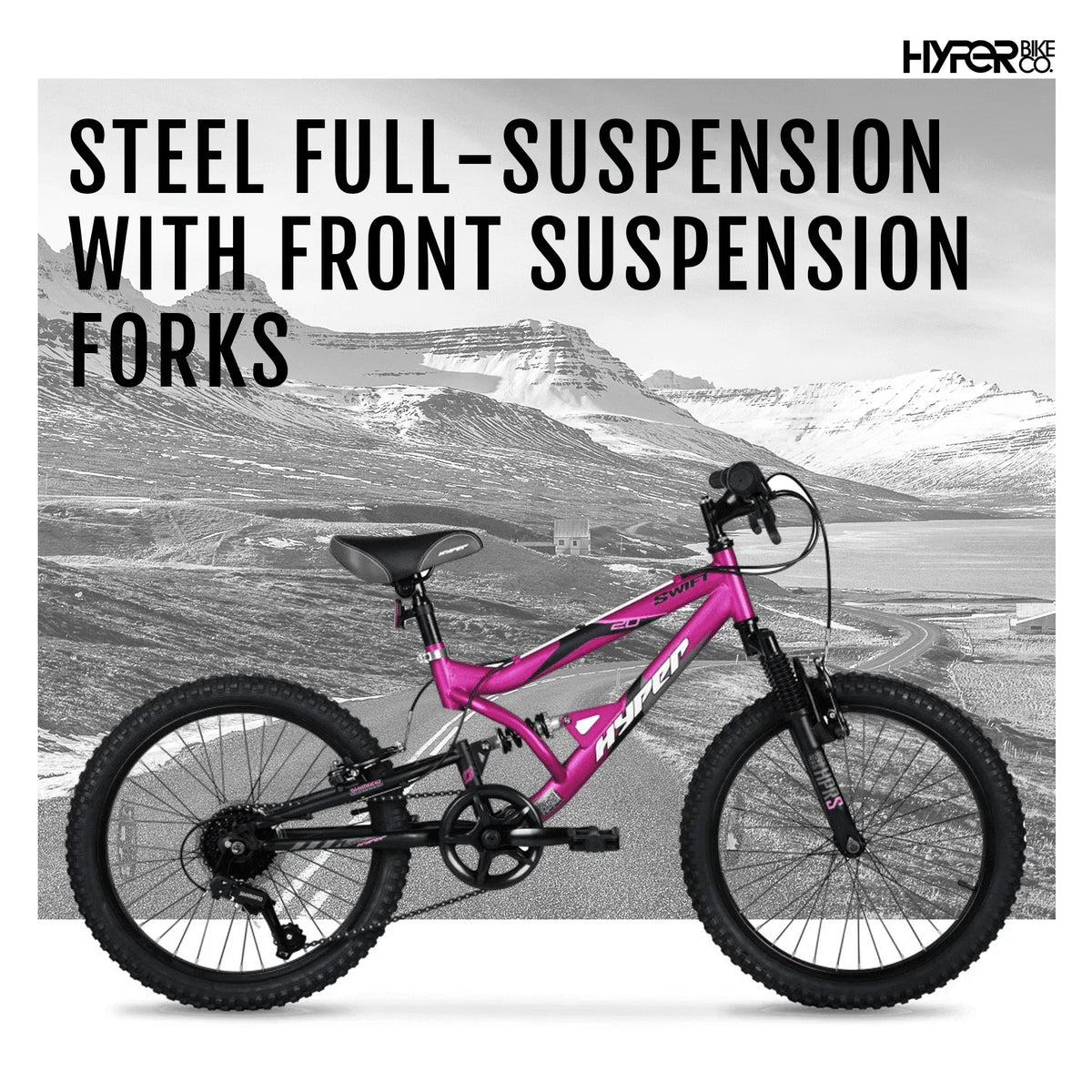 Bicycle 20" Girls Swift Mountain Bike, Kids, Magenta