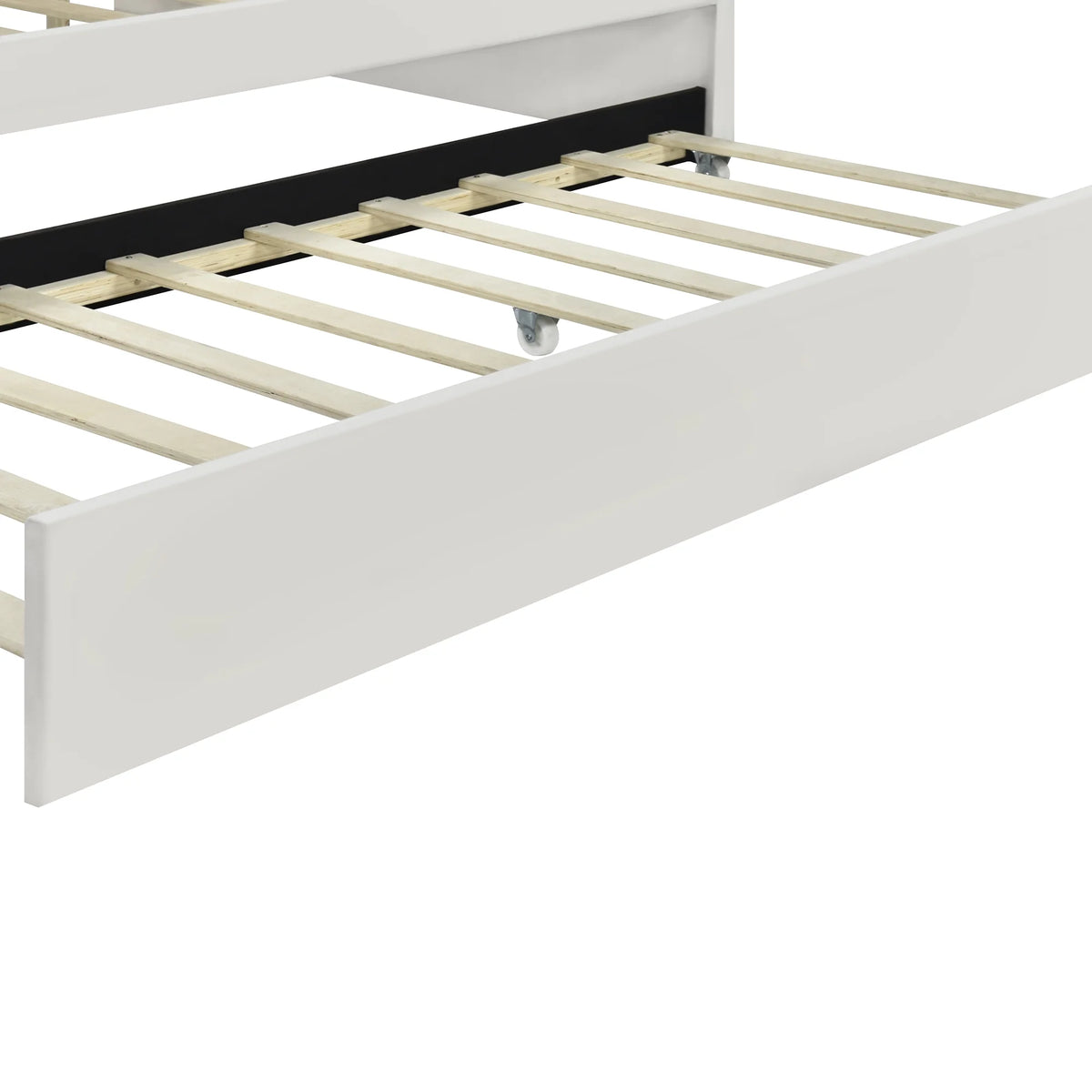 EUROCO Upholstery Full Size Platform Bed, Upholstered Daybed with Headboard and Trundle, Beige