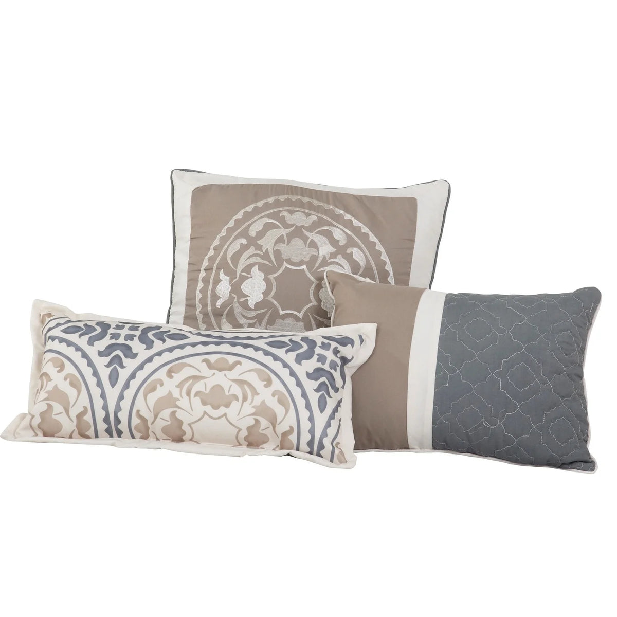 Nanshing Daffodil 7-Piece Medallion Print Comforter Set, Purple, King