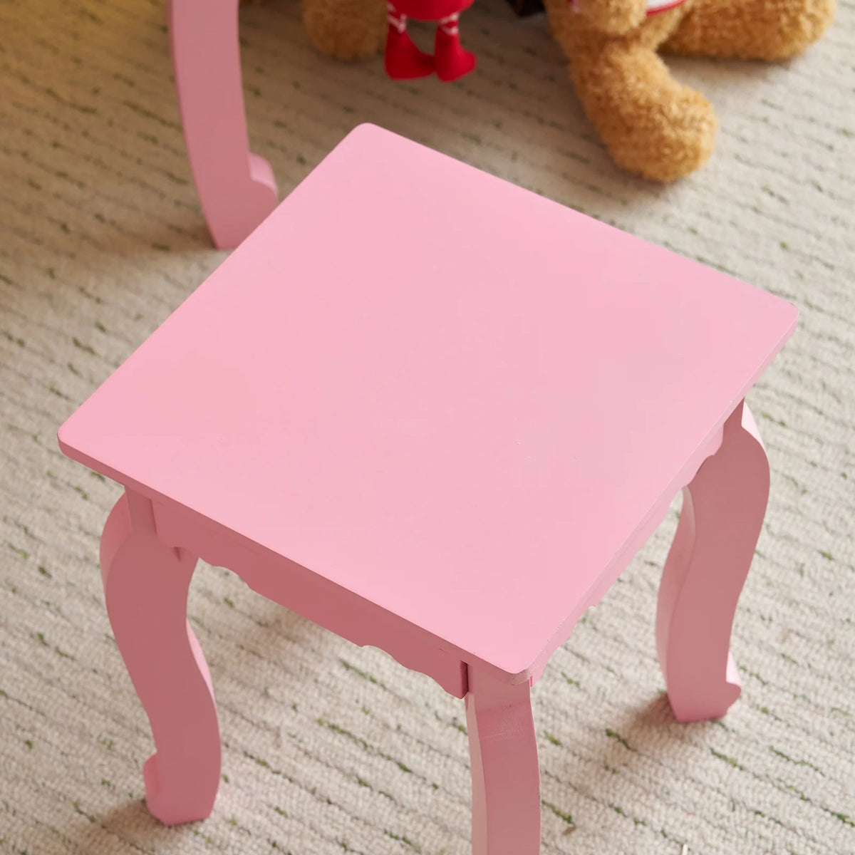 Zimtown Kids' Vanity Set with 3-Color LED Lighted Mirror Makeup Table with Matching Stool, Purple
