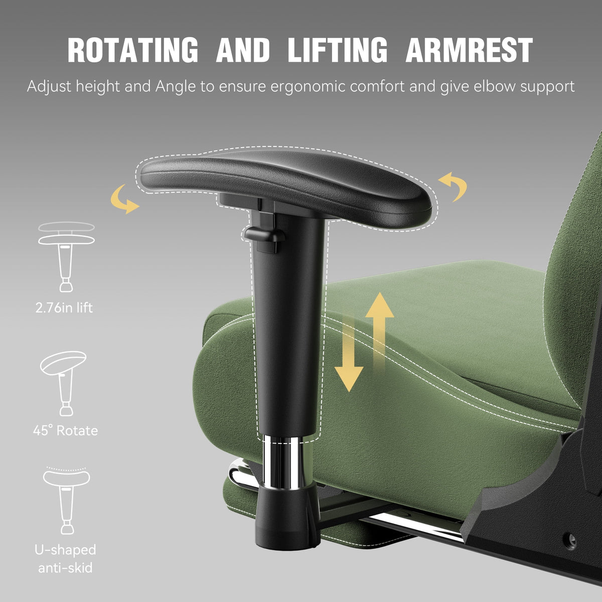 Dowinx Computer Gaming Chair with Pocket Spring Cushion and 4D Armrests for Office,Breathable Fabric High Back Ergonomic Task Chair with Footrest , Massage Lumbar Support Black