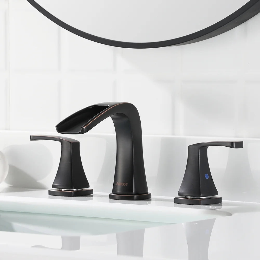 PARLOS Waterfall Widespread Two Handles Bathroom Sink Faucet , Polished Chrome