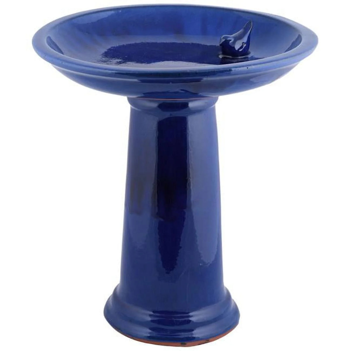 Esschert Design USA FB422 Ceramic Bird Bath on Pedestal with Bird, Teal