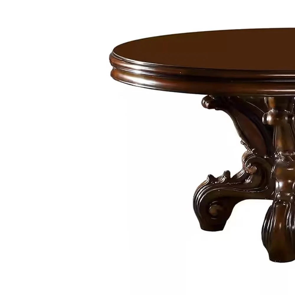 Acme Versailles Round Dining Table w/Single Pedestal, Cherry Finish Indoor