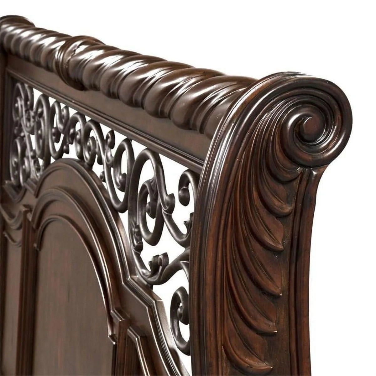 Home Square 2-Piece Set with Night Stand and King Sleigh Bed in Mahogany