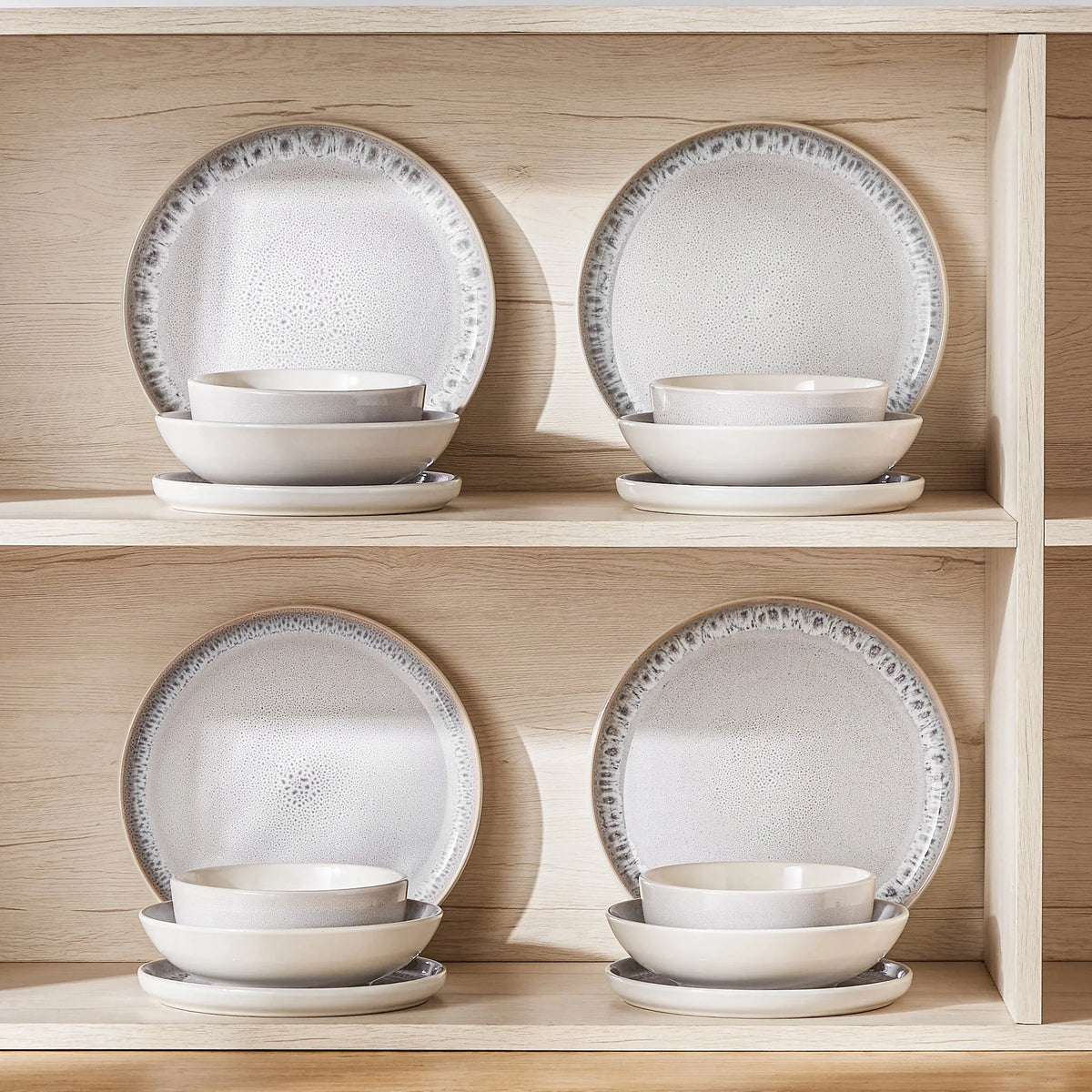 Malacasa 16 Pcs Dinnerware Sets For 4 people, Plates and Bowls Set, Stoneware Tableware Dishwasher Microwave Safe, Beige