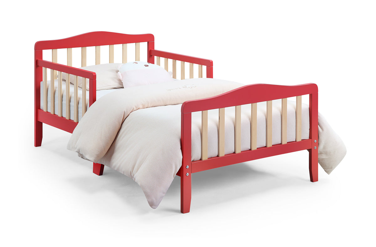 Olive & Opie Twain Toddler Bed, Red/Blue Finish