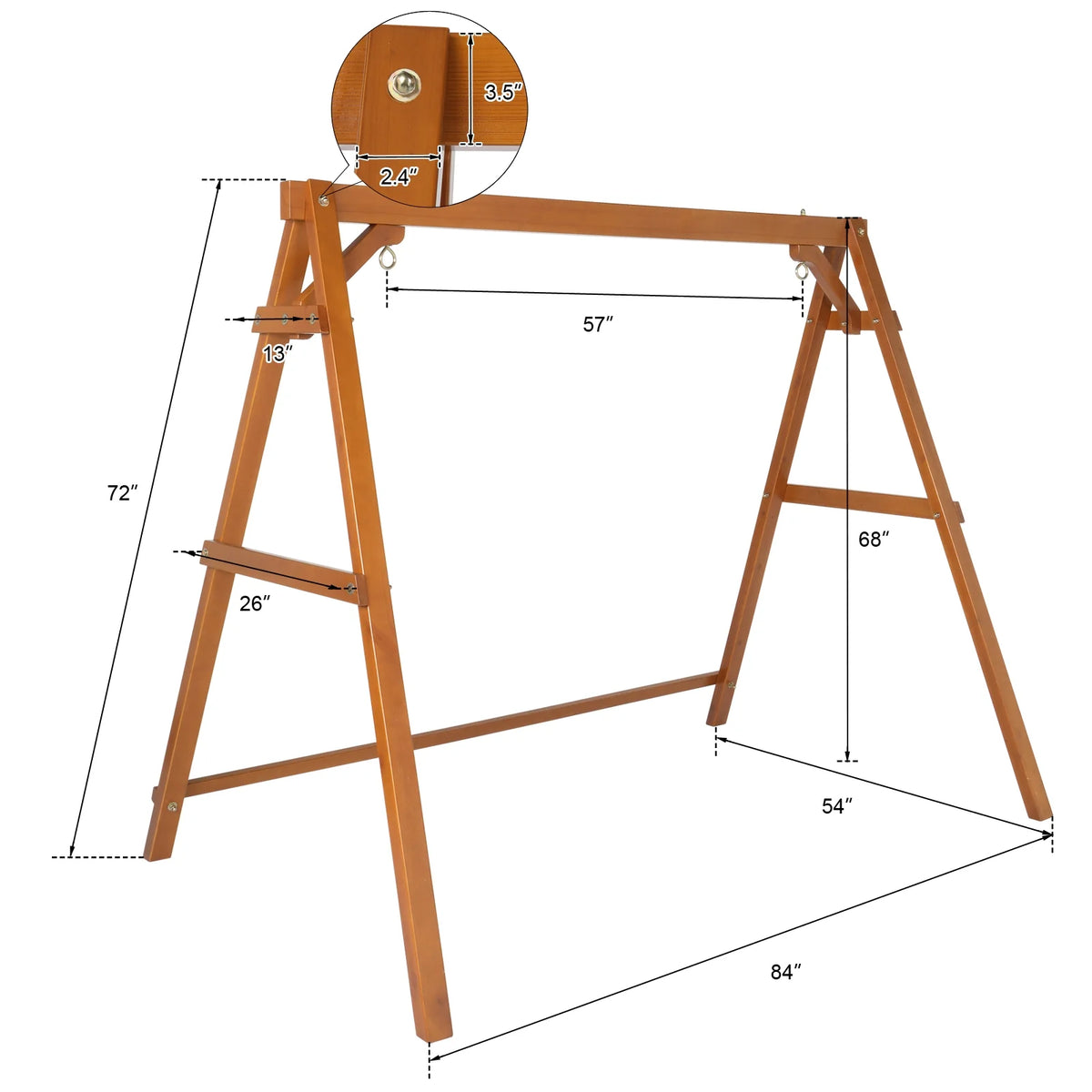 Zimtown Porch Swing Frame Swing Stand A-Frame 600lbs Wooden Carbonized 4FT