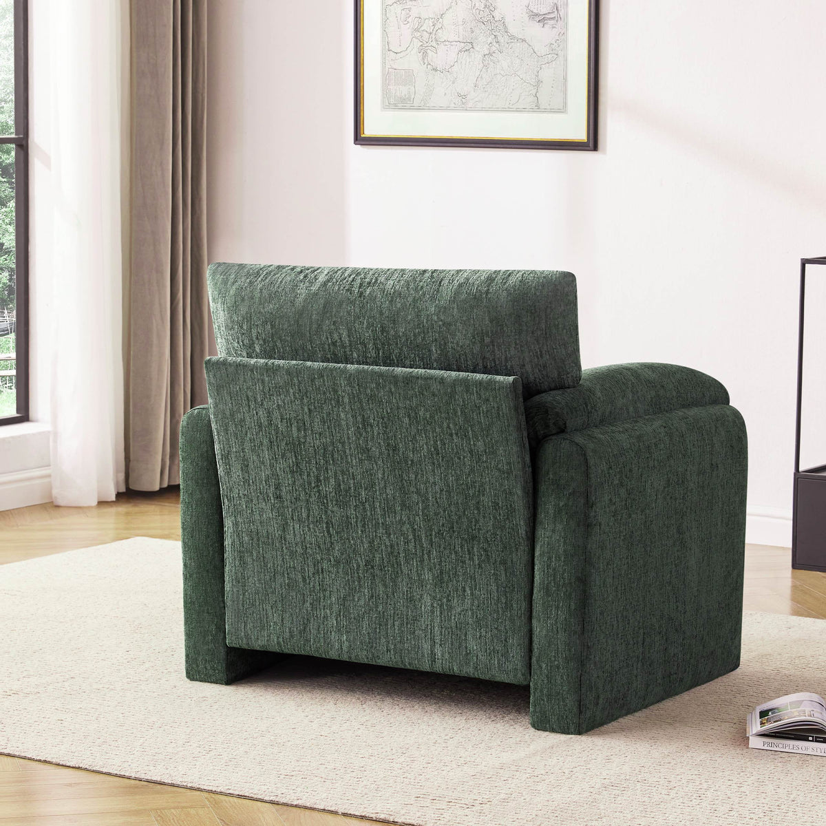 Chenille Oversized Armchair, 38.6" Wide Accent Chairs for Living Room & Bedroom Modern Lounge Chair, Upholstered Mid-Century Reading Chair, Comfy Living Room Chair, Single Sofa Chair, Beige