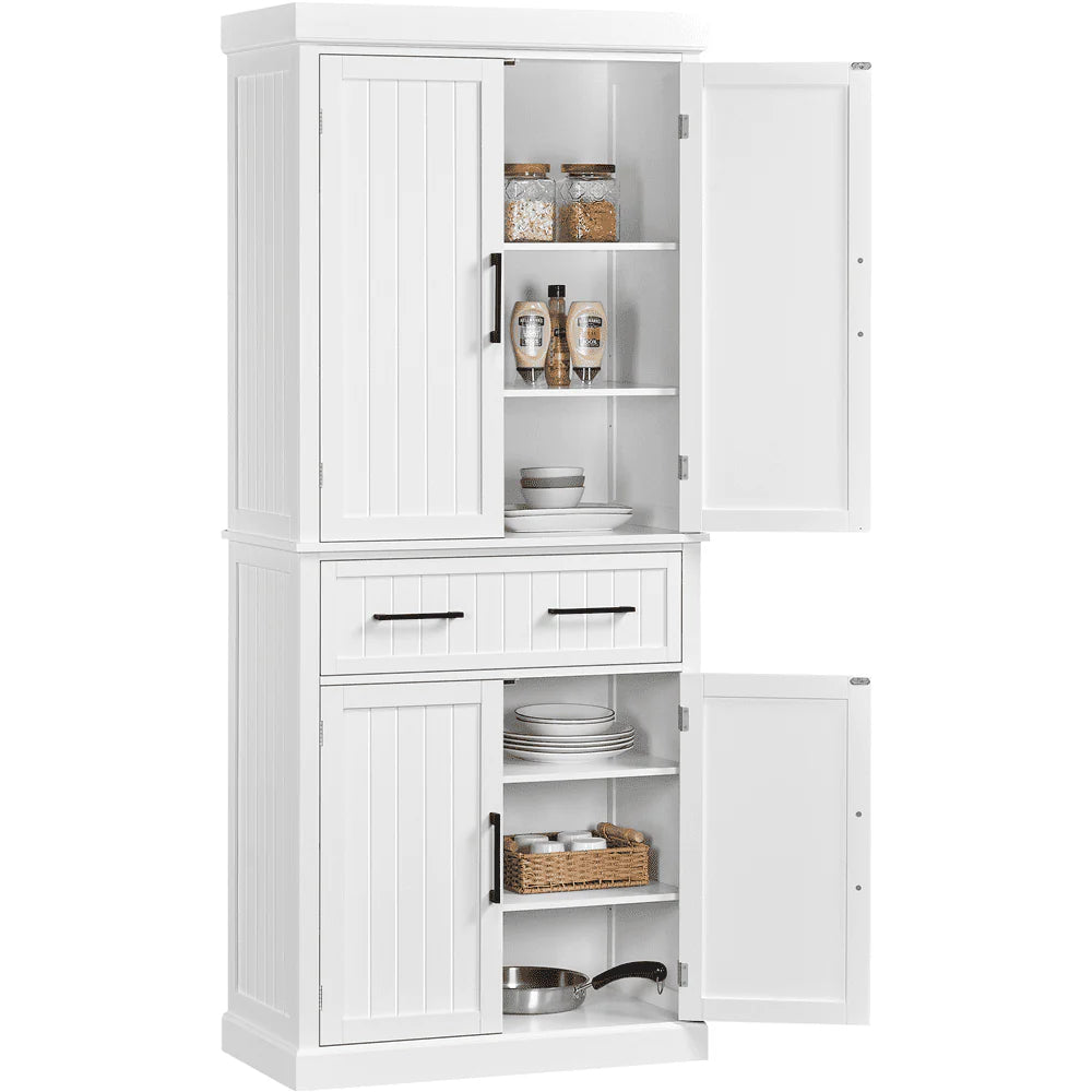 Topeakmart 72.5" H Kitchen Pantry Cabinet with Doors and Adjustable Shelves, White