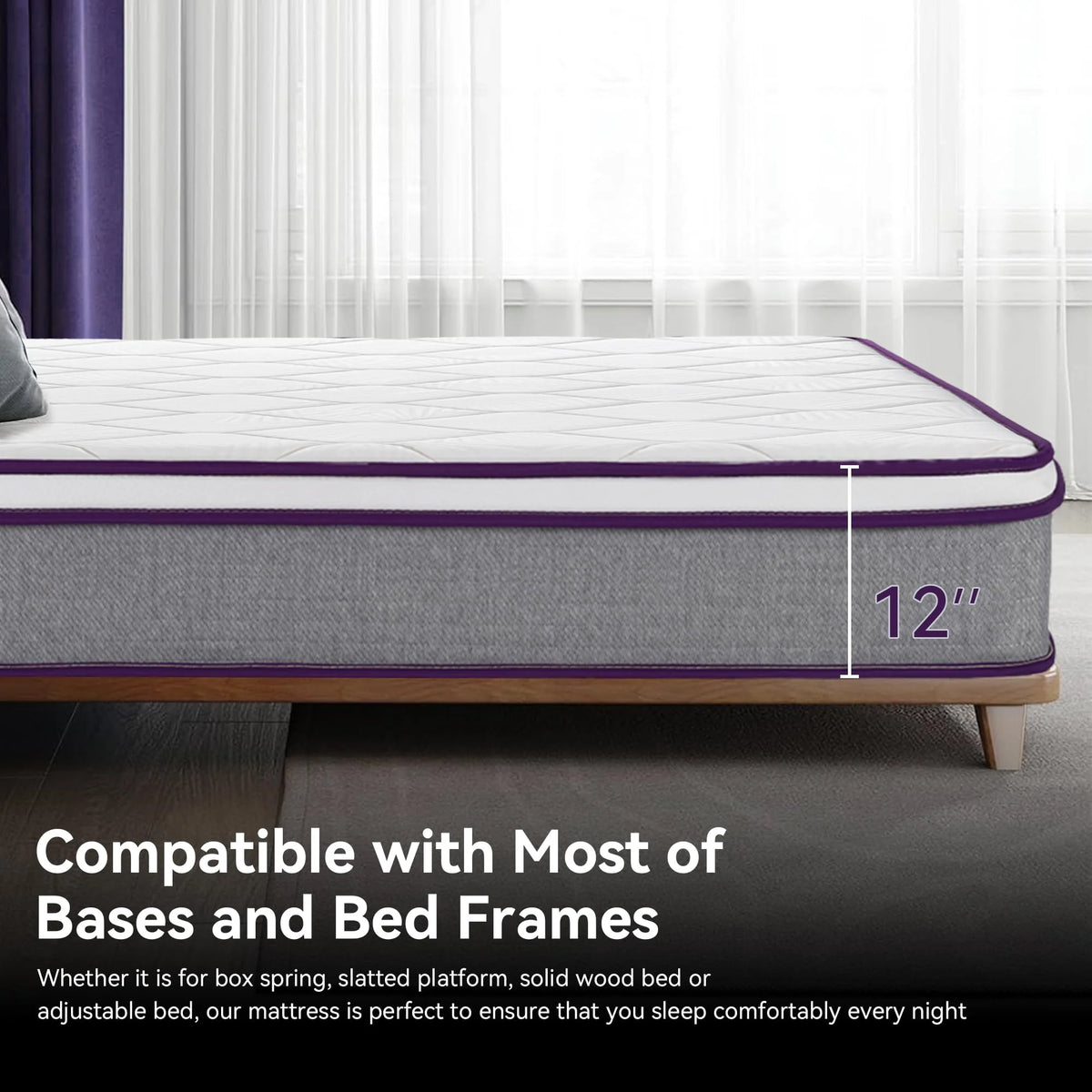 Mattress Twin, 12 Inch Medium Firm Twin Size Mattress in a Box, Hybrid Mattresses with Gel Memory Foam and Pocket Springs for Motion Isolation & Pressure Relief, Strong Edge Support