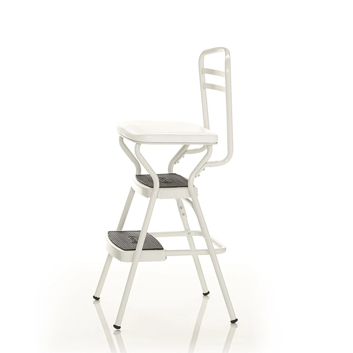 COSCO Stylaire Retro Chair + Step Stool with flip-up seat (white, one pack)
