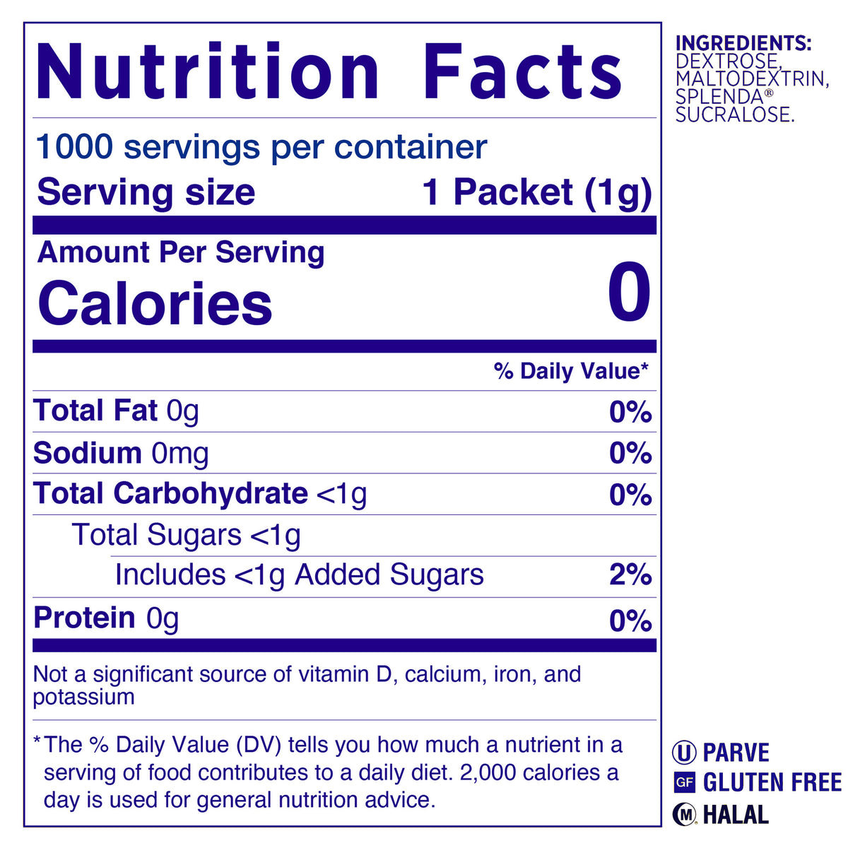 Splenda Zero Calorie Sweetener Packets, 1,000-count