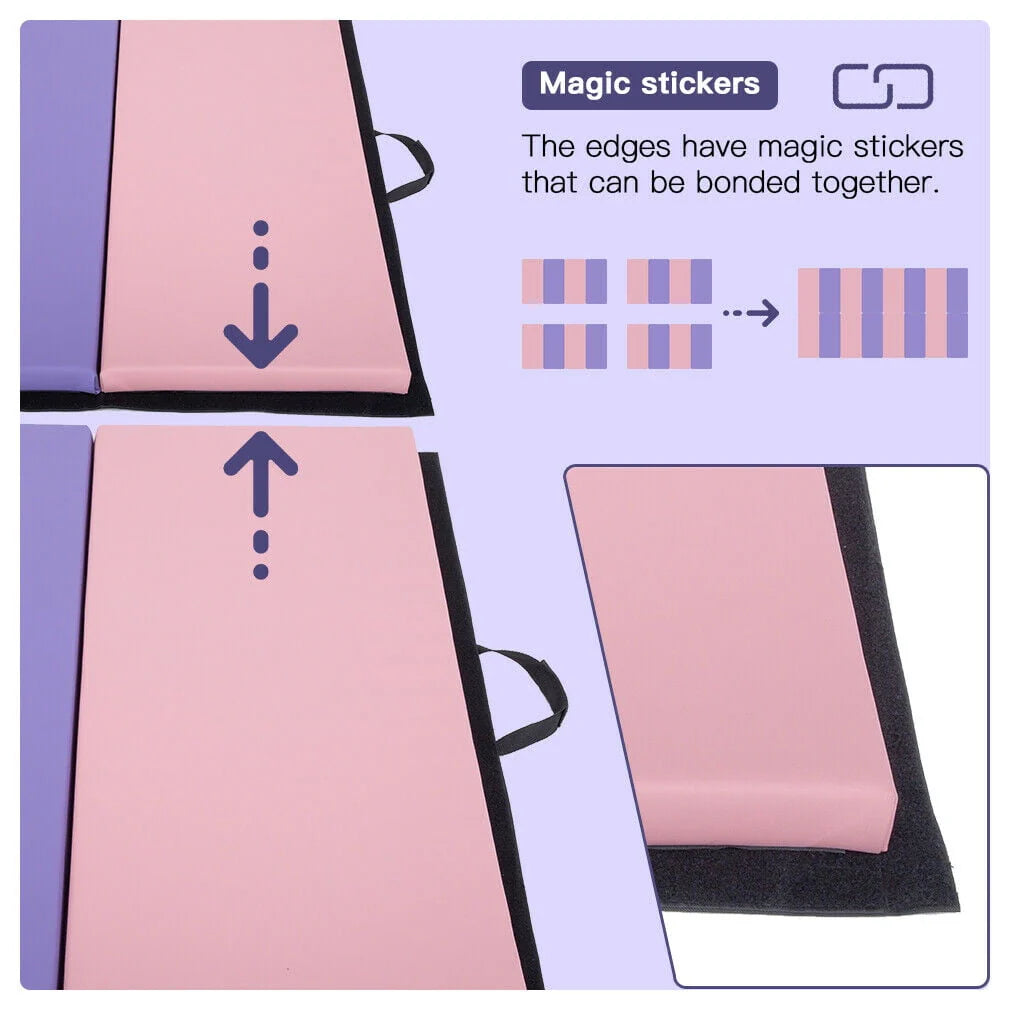 Dkelincs Folding Gymnastics Mats with Handle 6'x4'x2" 4 Panel Tumbling Exercise Mat Waterproof, CM