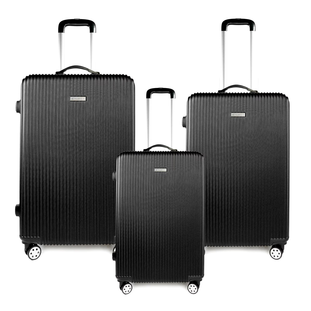 K-Cliffs 3pcs Luggage Set Lightweight Expandable Hard sided ABS Spinner Travel Suitcase  Black