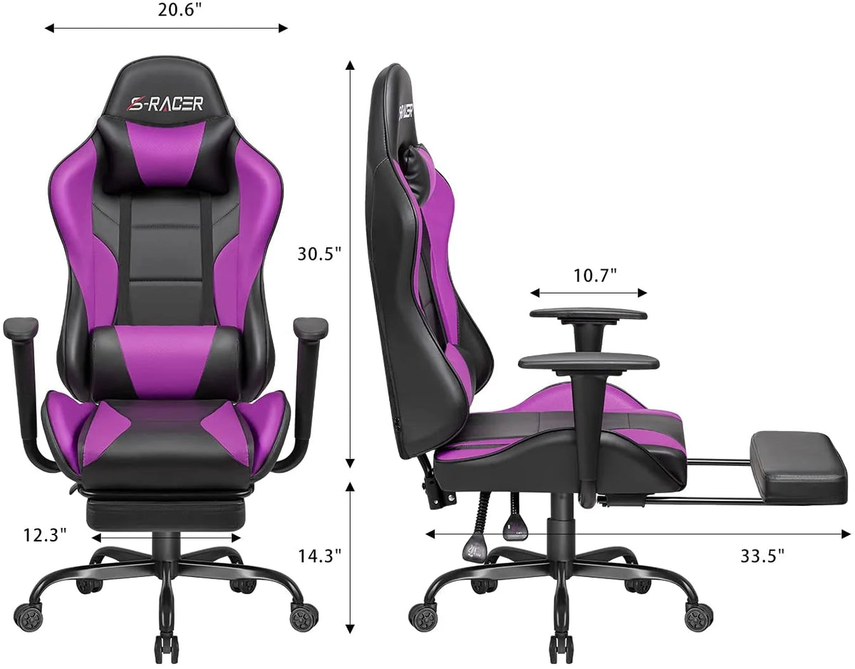 Lacoo High Back Gaming Chair Ergonomic Gaming Computer Chair,Black
