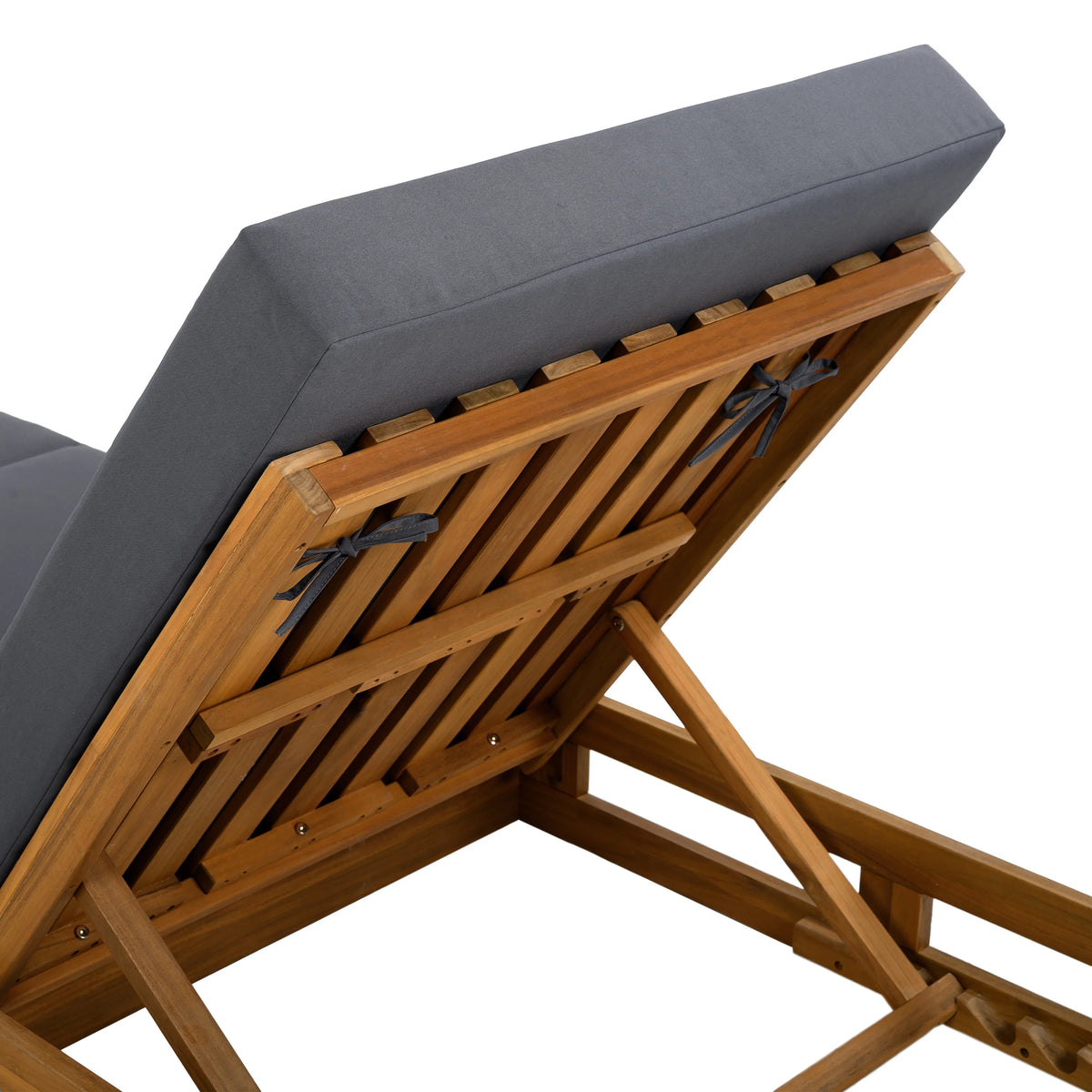Patio Seating LOUNGE CHAISE SET, ACACIA WOOD WITH WATER-RESISTANT LOUNGE CUSHIONS (CREAM & 4 INCH THICK) - MATCHING DARK GREY VERSION AVAILABLE,Outdoor Seating