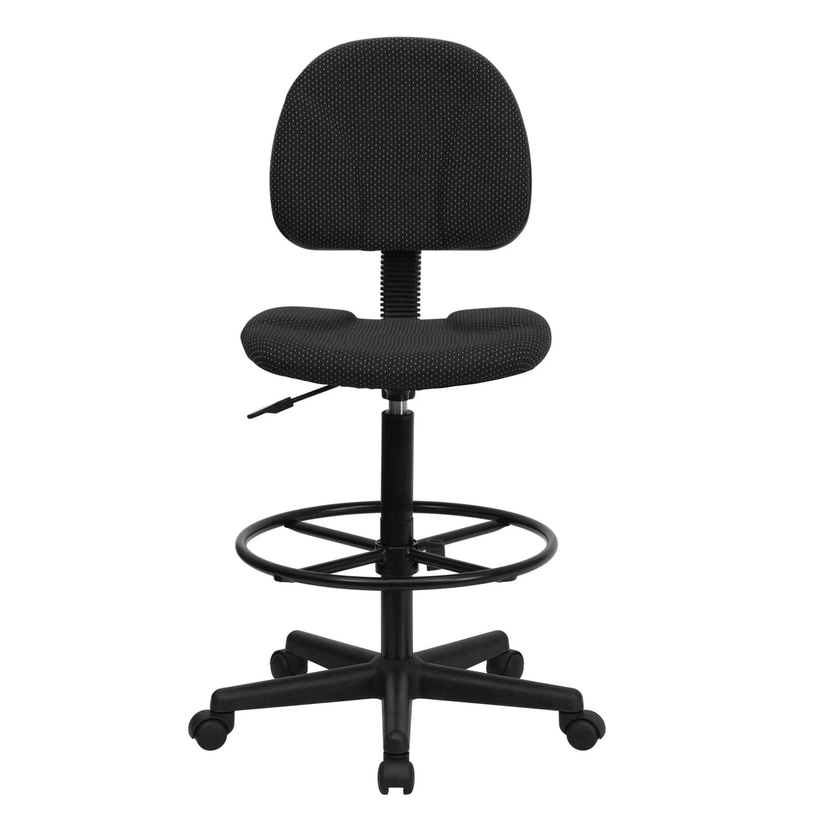 Emma  Oliver Black Fabric Drafting Chair (Cylinders: 22.5"-27"H, 26"-30.5"H)