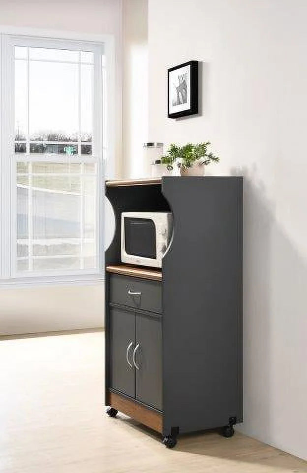 Hodedah Microwave Kitchen Cart, White