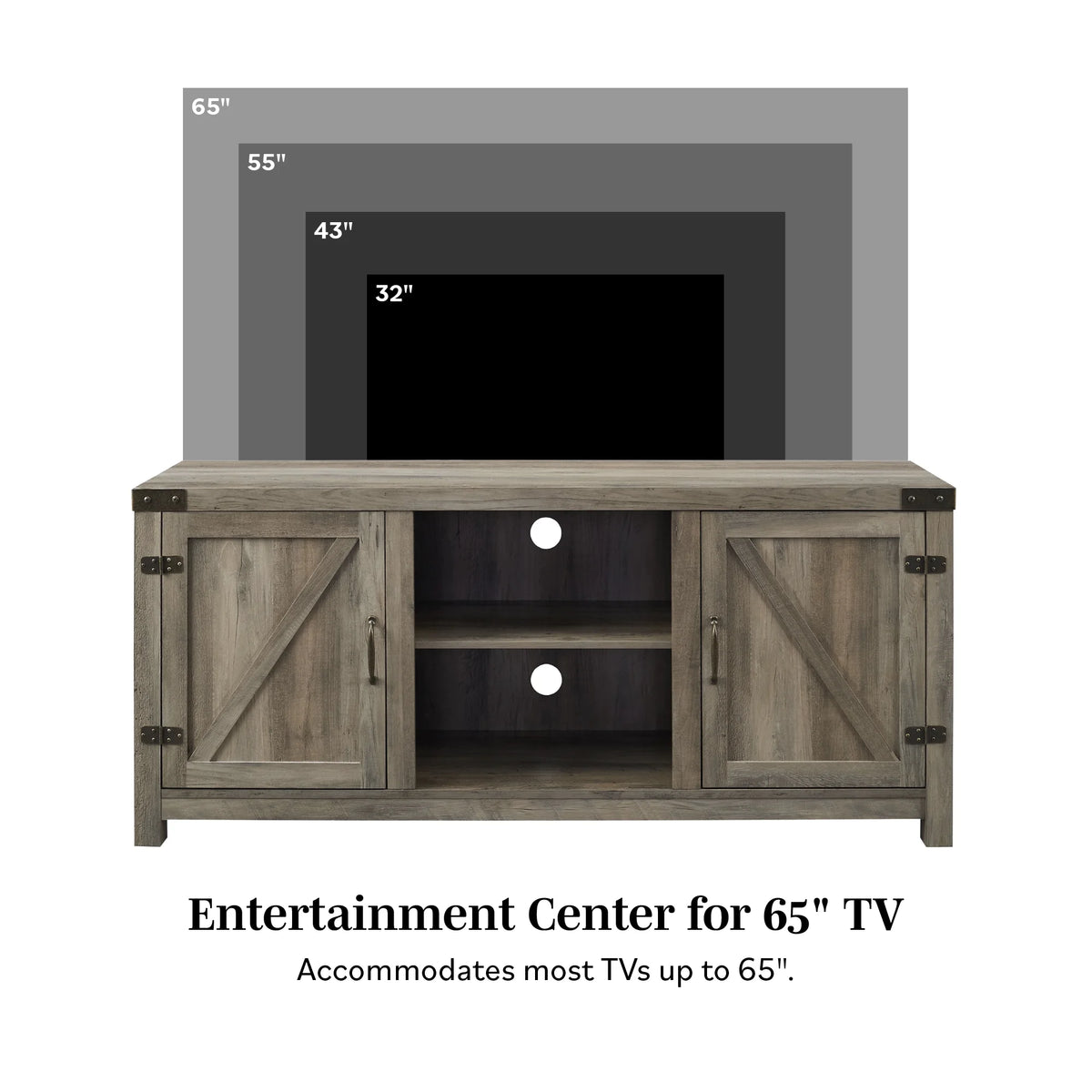 Walker Edison Modern Farmhouse Barn Door TV Stand for TVs up to 65", Grey Wash