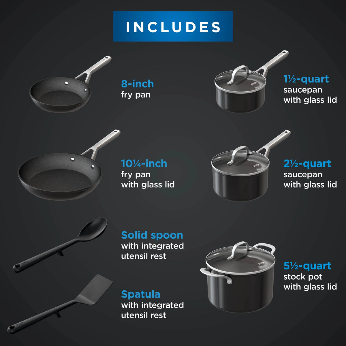 Ninja?? NeverSticka?�� Essential 14-Piece Cookware Set , Aluminium, Guaranteed to Never Stick, C19700