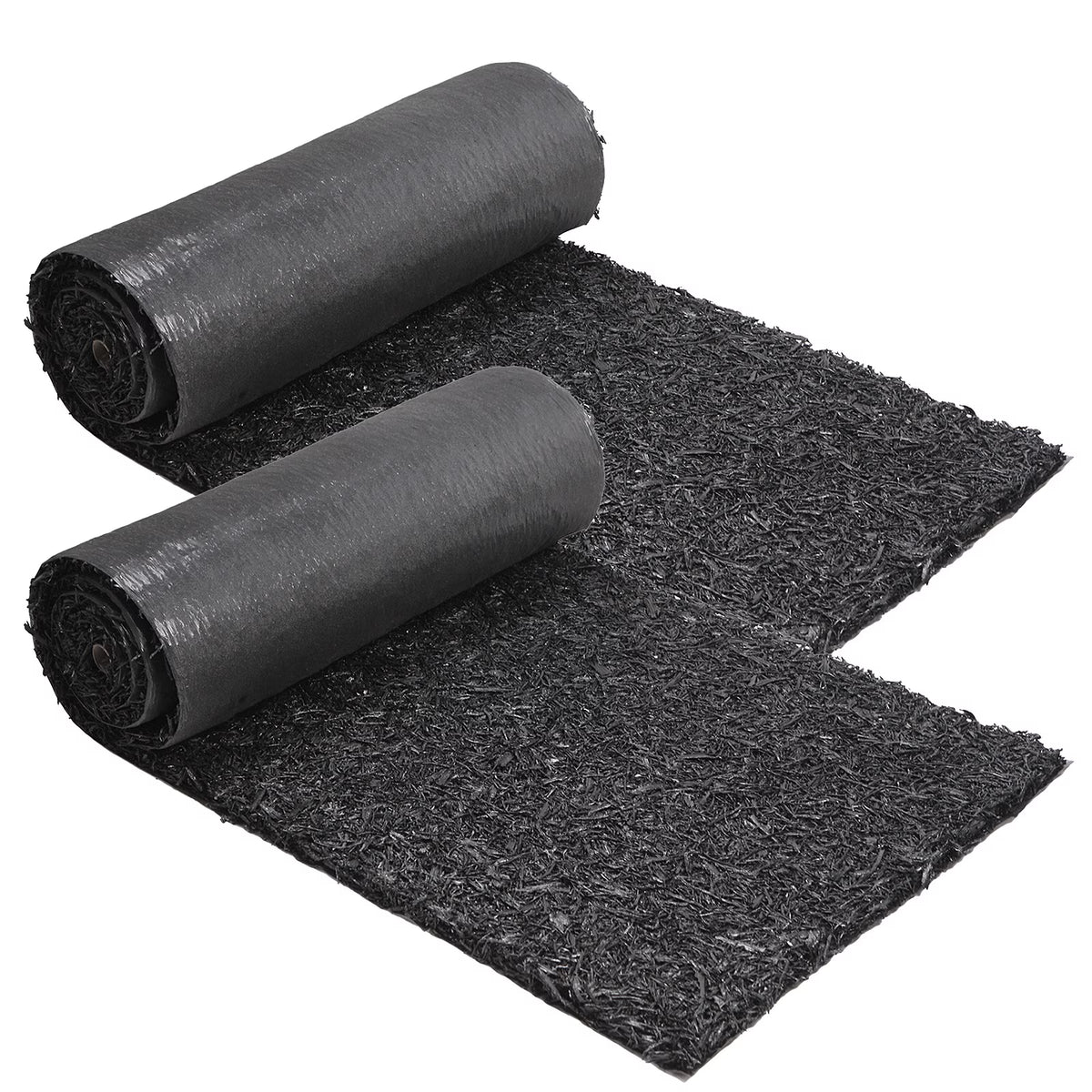 2 Pack Rubber Mulch Roll Mat for Landscaping Recycled Rubber Walkway Black Permanent Mulch Pathway Playground 8' x 2