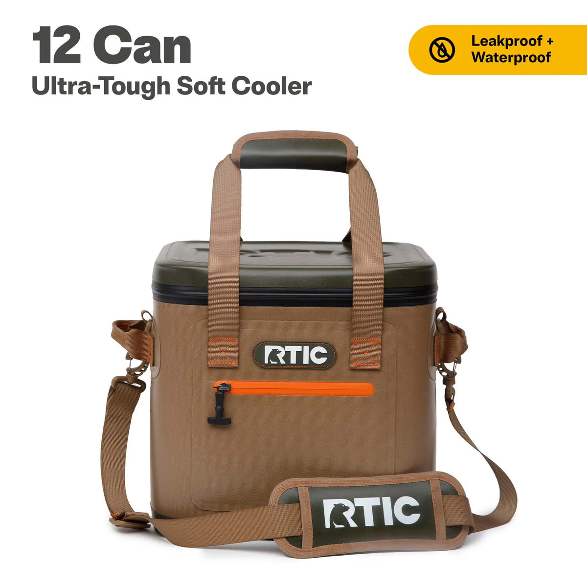 RTIC 12 Can Ultra-Tough Soft Cooler, 10 Qt, Leakproof, Waterproof Zipper,  Black