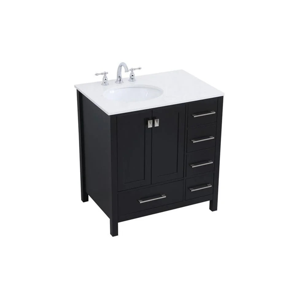 Elegant Decor Irene 32" Solid Wood and Stone Single Bathroom Vanity in White