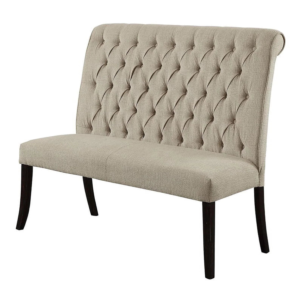 Furniture of America Landon Transitional Fabric Tufted Loveseat Bench in Gray