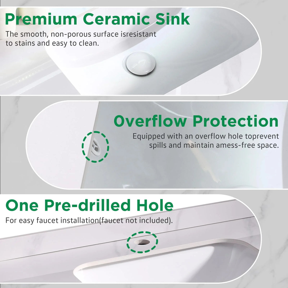 PROHIKER 29.1" Bathroom Vanity with Sink, Modern Bathroom Vanity Cabinet, Freestanding Bathroom Sink Cabinet with 1 Soft-Close Door and Metal Handle