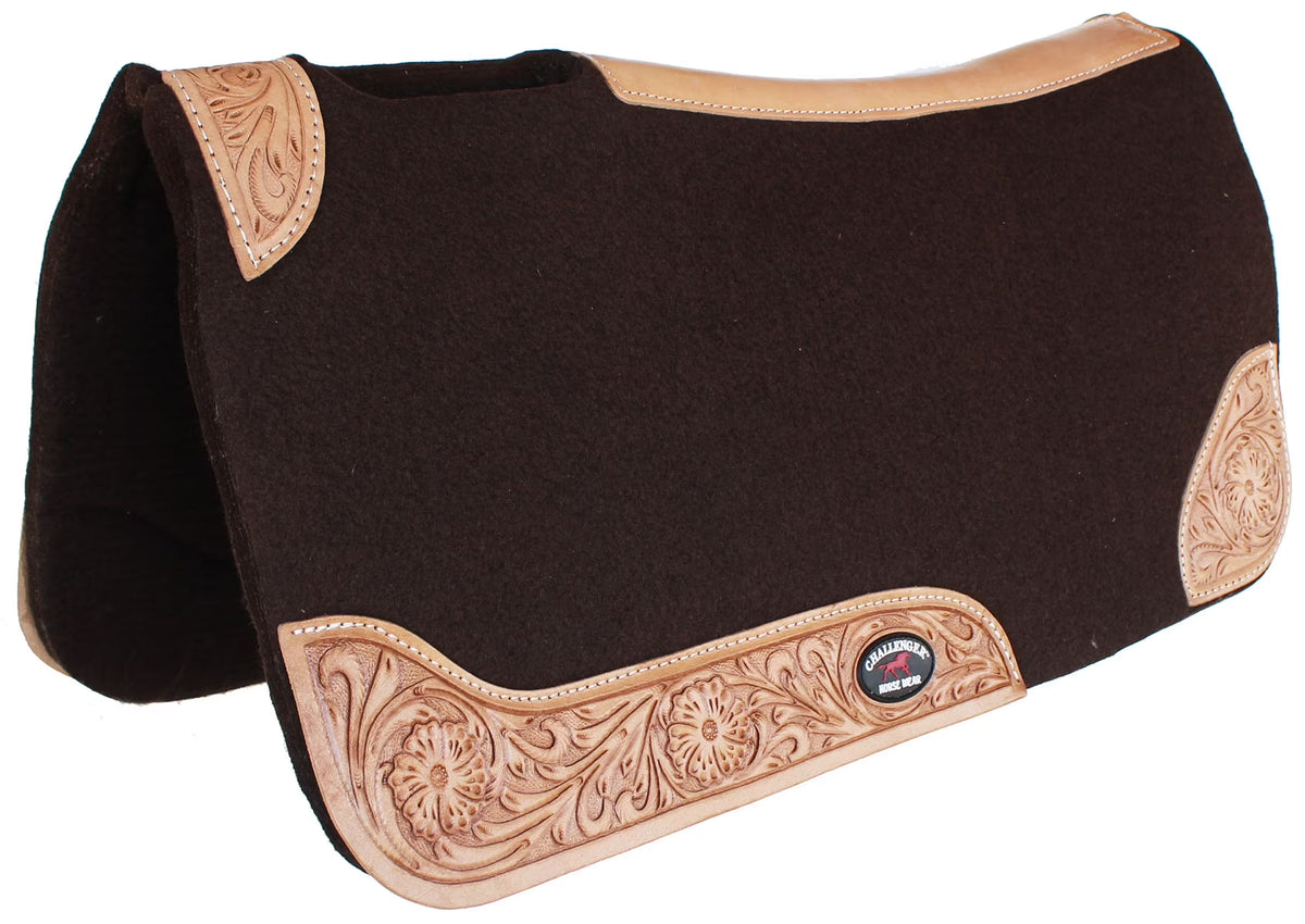 Challenger Horsewear Breathable Western Contoured Wool Felt Moisture Wicking Saddle Pad