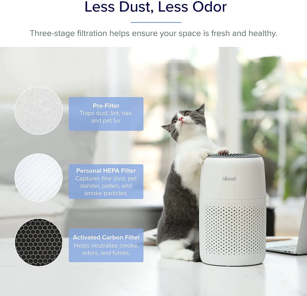 Levoit Desktop HEPA Air Purifier with Aroma for Bedroom & Office (178 Sq. Ft), Core Mini, White