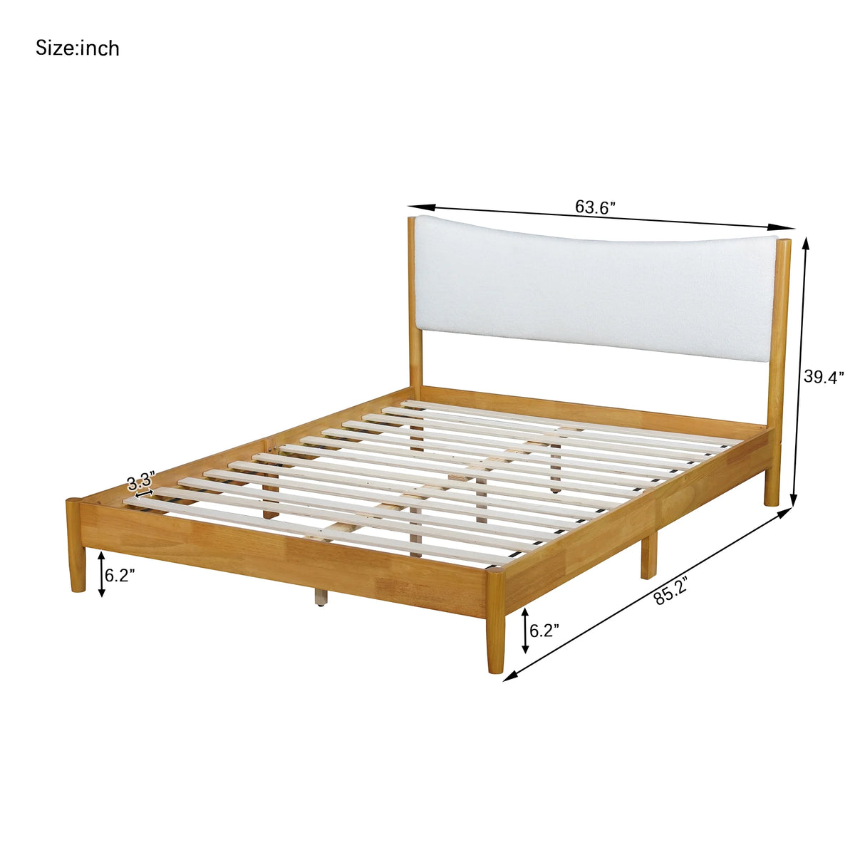 Miniyam Wood Queen Size Bed with with Rattan Headboard for Adult, Brown