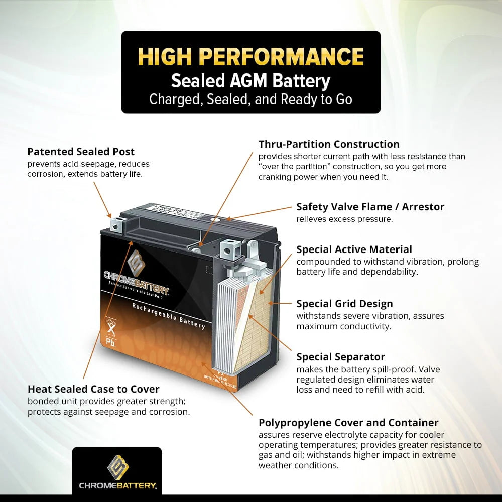 Ytx20Ch-Bs High Performance - Maintenance Free - Sealed Agm Motorcycle Battery